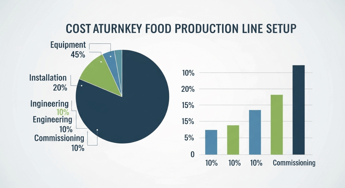 Turnkey food production line setup cost breakdown by category